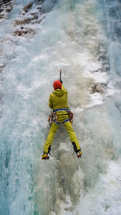A Position Ice Climbing