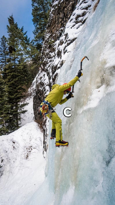 C position Ice climbing