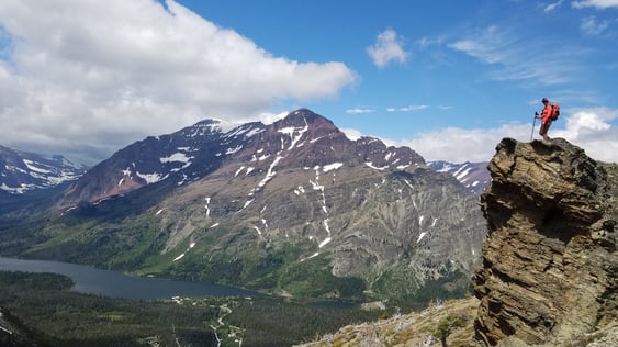 Amy hiking in Glacier National Park