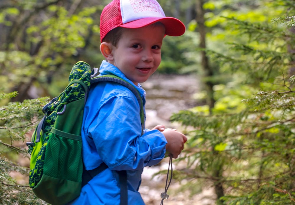 Kid Backpacking in the woods