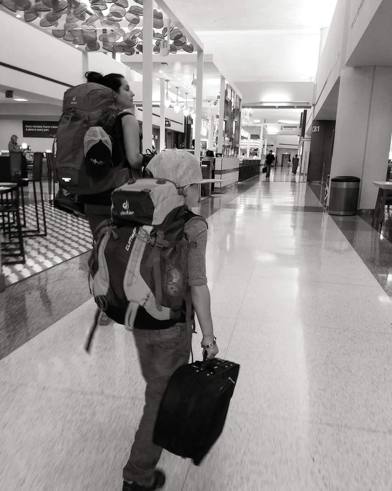 Travel, airport, kids, family, Deuter, bags