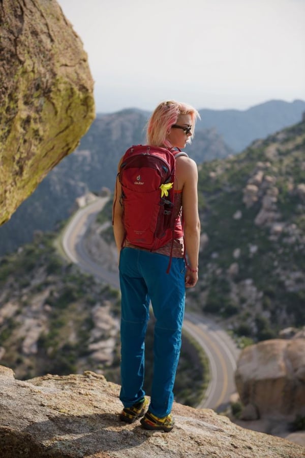 The author with her Deuter Speed Lite 22 backpack