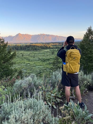 Justin taking a picture in Grand Teton National Park